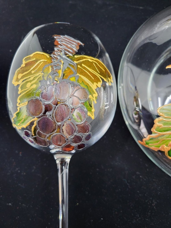 Image 1 of Weinservice Cristal d'Arques Frankreich handbemalt set of 3