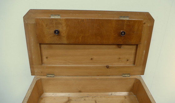 Image 1 of Biedermeier wastafel commode, waskast antiek rond 1850, essen en zwart