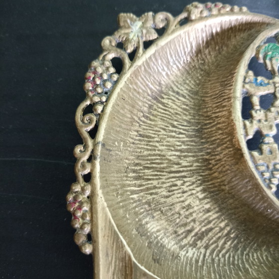 Image 1 of Vintage Brutalist Brass Bowl – Wainberg (Jerusalem) with Eilat Stone