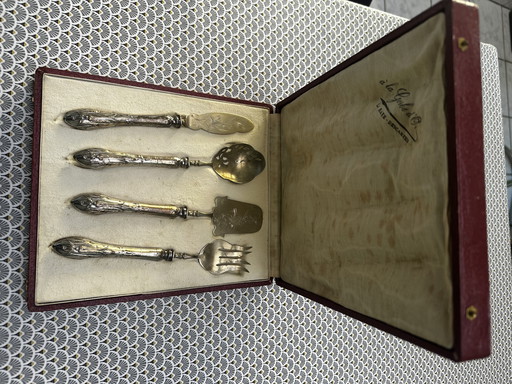 Silver And Vermeil Cutlery Set Art-Nouveau Period