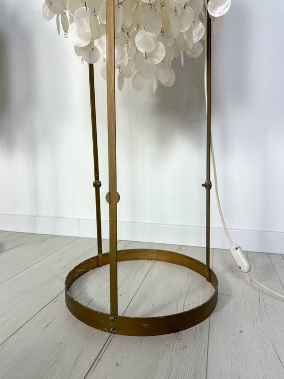 Image 1 of Lampade da terra vintage in metallo con dischi a conchiglia Verner Panton
