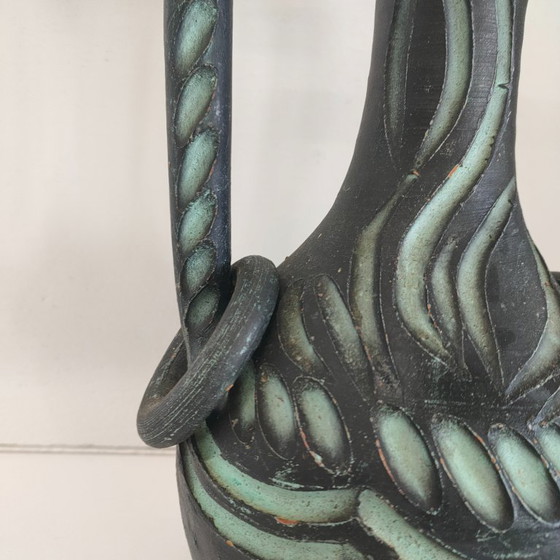 Brocca spagnola verde e nera di Ceramicas Arbusias Spain con anelli, Ceramicas Arbucias, Vasi, Vintage (foto 8 di 10)