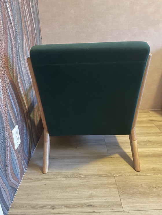 Image 1 of Woood Armchair Mark Velvet Green