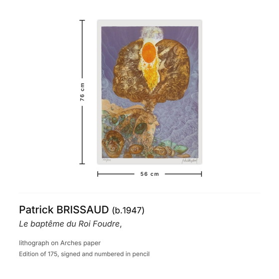 Image 1 of Patrick BRISSAUD The Baptism of the Lightning King Signed lithograph