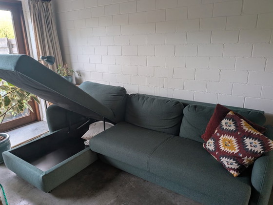 Divano letto 3 posti Bolia con chaise longue e contenitore, lana Sea Green – Divani 3 posti (photo 3 of 7)