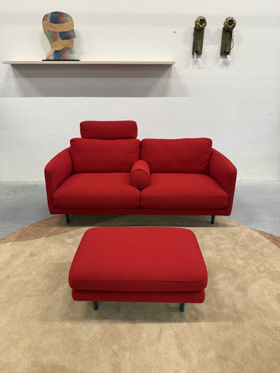 Image 1 of Pode Tweak Sofa 2x80 Incl. Footstool Hallingdal fabric Red