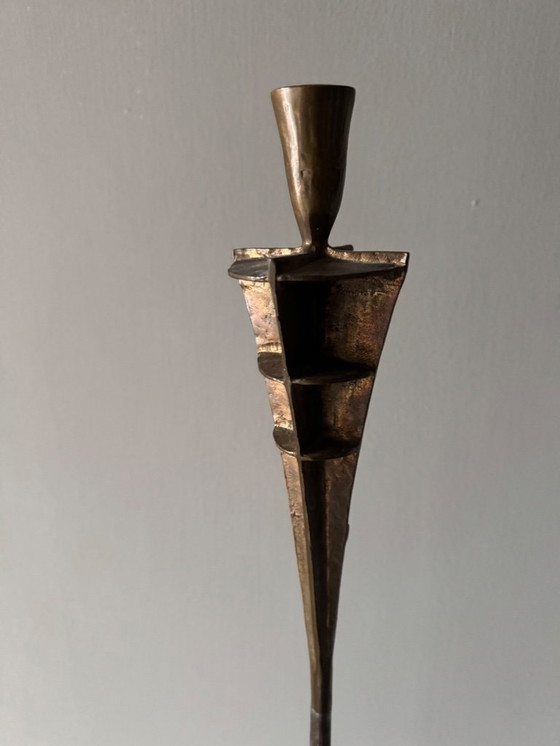 Image 1 of Einzigartiger, handgeschmiedeter Kerzenständer im brutalistischen Stil der Mitte des 20. Jahrhunderts.