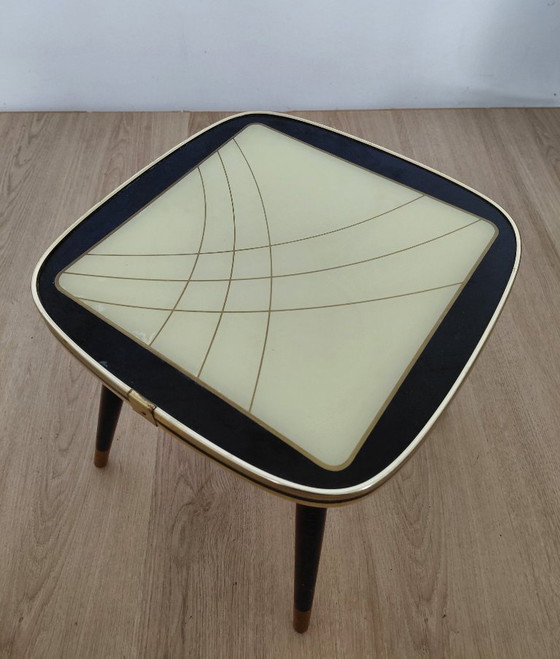 Image 1 of Fifties side table with unusual motif