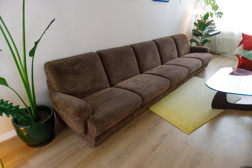 Modular space age brown velvet couch