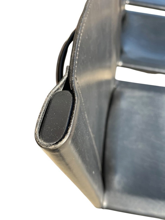 Image 1 of 6 schwarze Leder-Esszimmerstühle Carol von Carlo Bartoli für Matteo Grassi