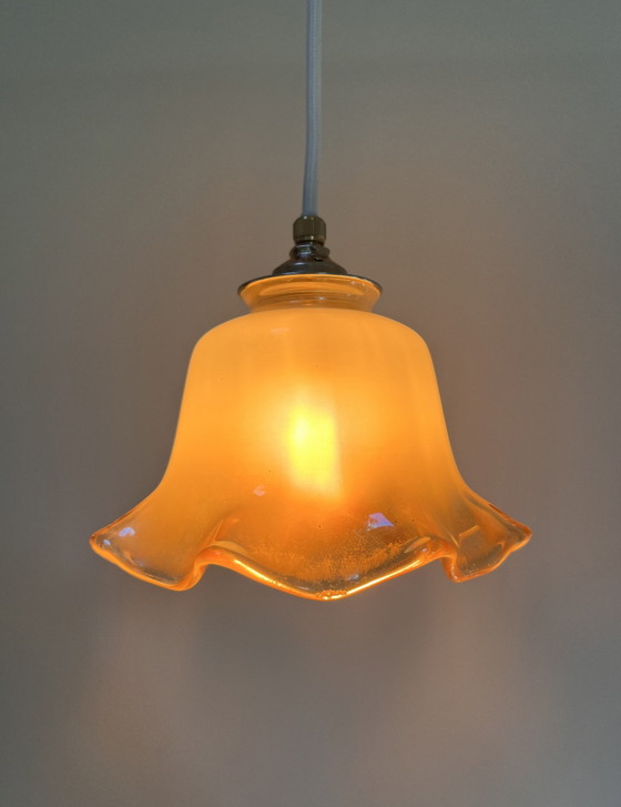 Vintage Glazen Gegolfde Klok Hanglamp – Hanglampen, Glass (photo 7 of 8)
