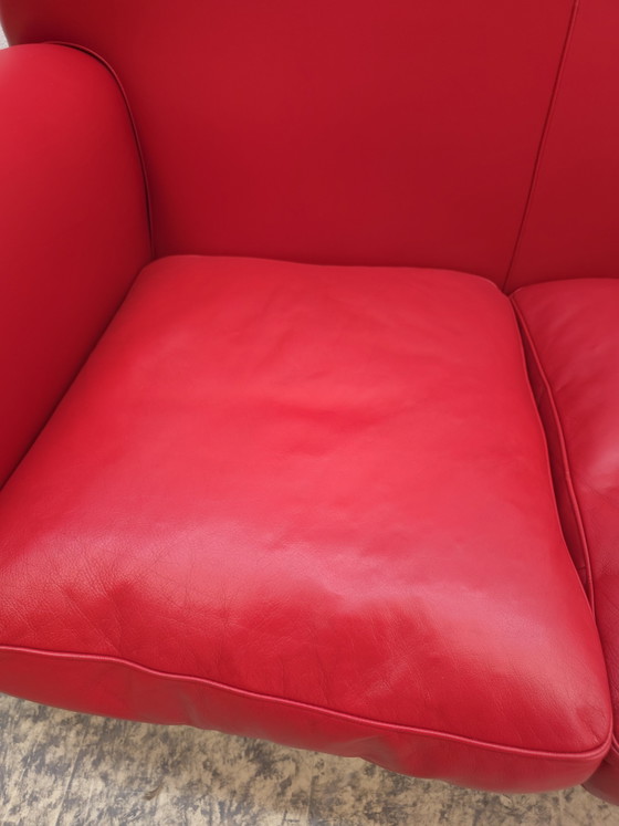 Image 1 of Poltrona Frau Vanity Fair Sofa Rode Tweezits Designer Sofa Lederen Sofa