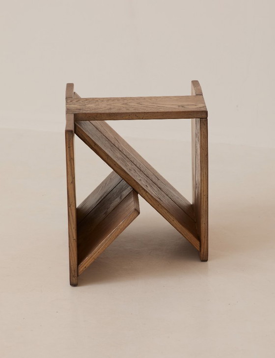 Image 1 of Tavolino/portariviste in olmo massello di Alain Ladroit per Maison Regain, vintage, circa 1980