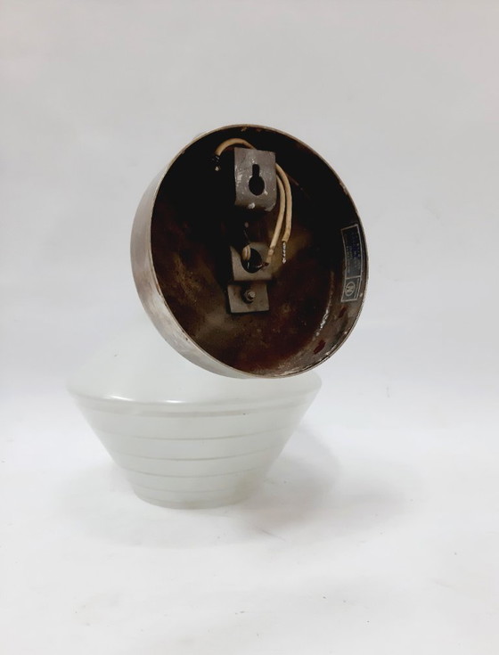 Image 1 of Applique da parete vintage con paralume in vetro