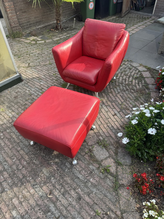 Image 1 of Nicoletti fauteuil met hocker in Italiaans design