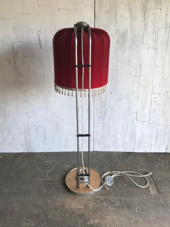Mid-Century Chrome Plated Floor Lamp with Red Shade, 1960s – Floor lights, Mid Century Modern (photo 7 of 8)