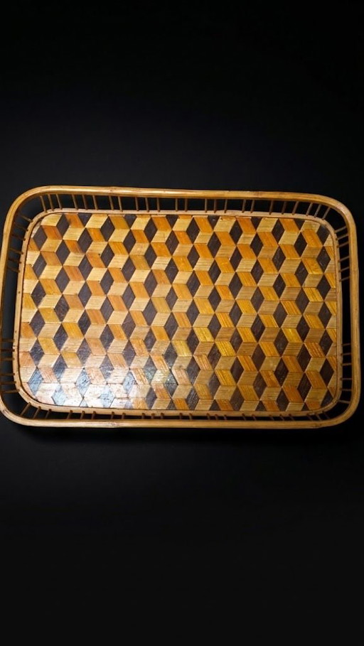 Beautiful Vintage Bamboo / Rattan Tray – 70s Boho Chic