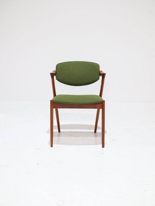 6 sedie da pranzo Kai Kristiansen modello 42, colore verde teak, anni '60. – eetkamerstoelen, Wood (photo 2 of 12)