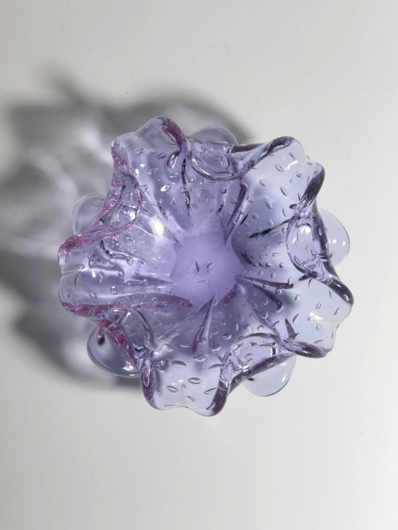 Image 1 of Alexandrit Glas Aschenbecher Murano Bullicante Bubbles Mid Century 50er 70er Italien Palo Santo Schale Neodym Flieder Rosa