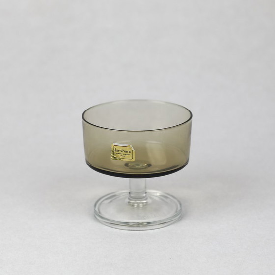 Image 1 of Coppe da champagne in cristallo fumé Luminarc di metà secolo (Francia, anni '60-'70)