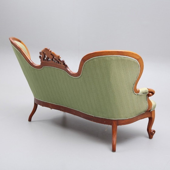 Image 1 of Neo-Rococo antique sofa in wood with textile upholstery, dating to 1920–1930, measuring 164 cm wide by 70 cm high and 94 cm deep