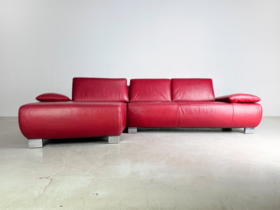 Image 1 of Original Koinor Volare Sofa Design Couch Leather Red Corner Sofa