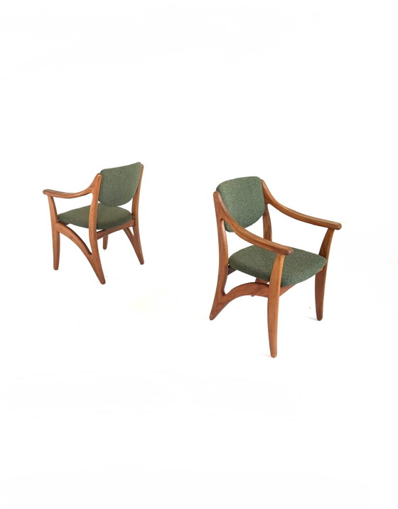 2x Poltrone danesi scultoree, Anni '70 – Wood, Textile (photo 6 of 10)
