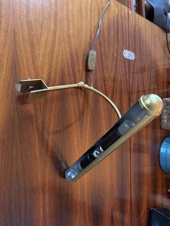 Image 1 of Schilderijlamp van messing uit het midden van de 20e eeuw – Vintage galerielamp