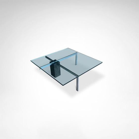Image 1 of Table basse KW1 en verre, métal et granit, conçue par Hank Kwint pour Metaform dans les années 1980.