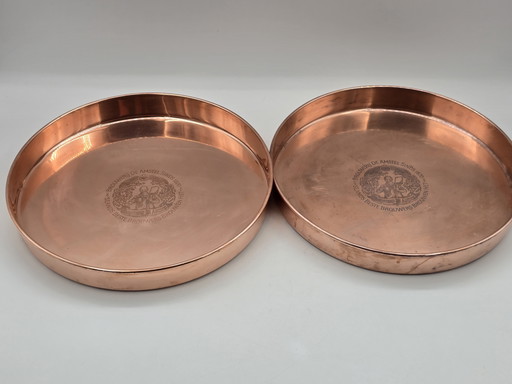 2 X Vintage Amstel Beer Red Copper Serving Trays