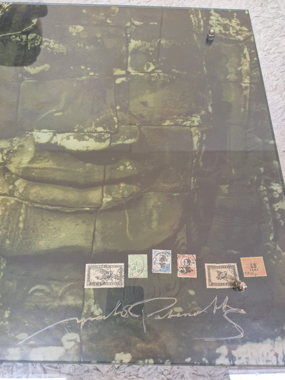 Rare Vintage Mixed-Media Wall Panel 'Bayon', Photography, Glass, Metal, Brown (photo 2 of 11)
