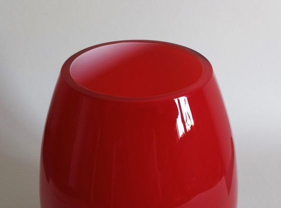 Image 1 of Vase en verre rouge/blanc Walther Gropius Bauhaus 'Tac02' Rosenthal Studio 1969