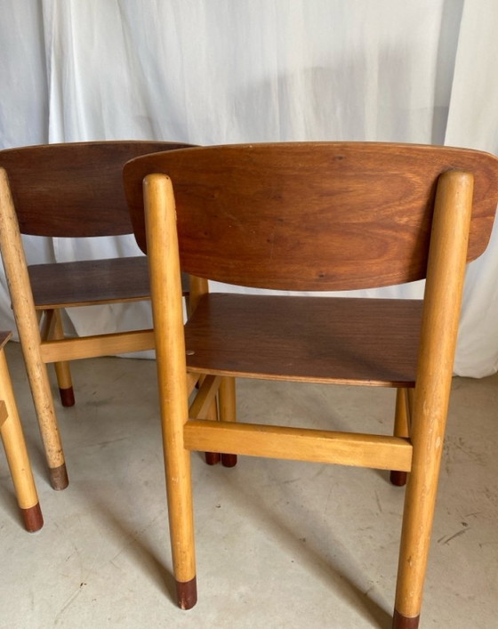 Four low chairs Kvetny and Sonners Stolefabrik Denmark 1960, Side chairs, Wood, Brown (photo 10 of 15)