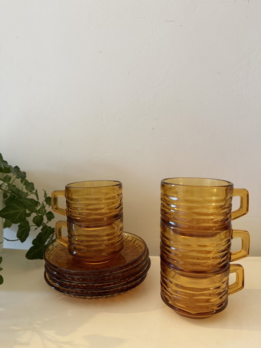 Set van 5 espresso kop en schotels 
