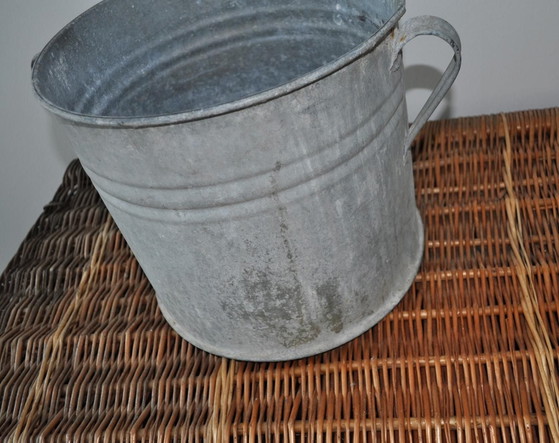 Vaso vintage in zinco galvanizzato, anni '50 – Vasi per piante (photo 6 of 7)