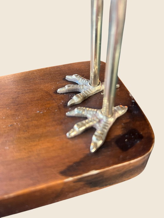 Image 1 of Raro ritrovamento! Statuetta vintage in ottone – Due gru intrecciate su base in legno | Ottime condizioni