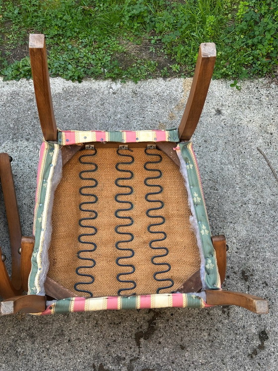 Paar Bridge fauteuils jaren 50 – Gebogen hout – Kuipstoelen, Canvas (photo 14 of 15)