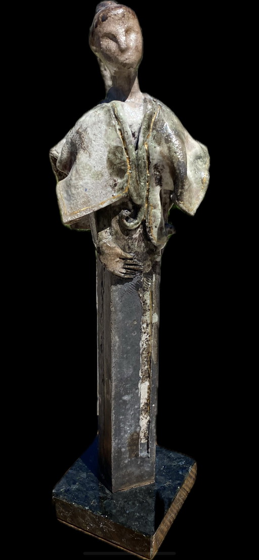 Jean Pierre Mocci L'Arlésienne Ceramic and Metal Sculpture