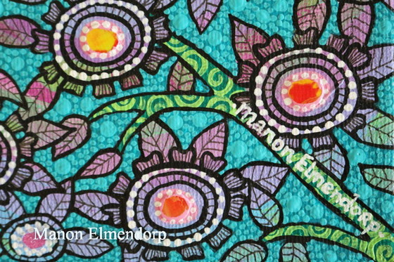 Image 1 of Uniek Handgeschilderd Schilderijtje Luiaards Nieuw 20x20 cm