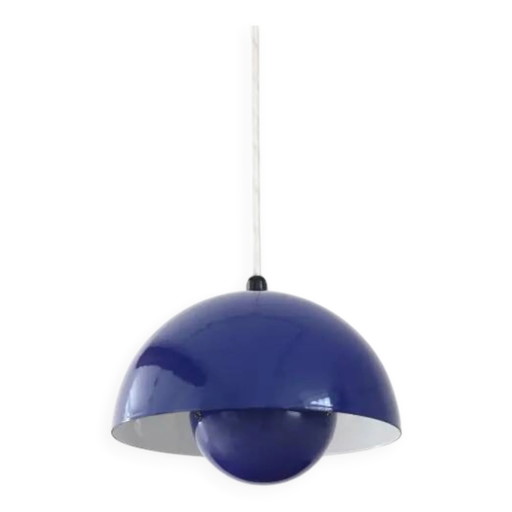 Blaue Verner Panton Blumentopf-Hängeleuchte aus dem Jahr 1970 – Louis Poulsen, hanglampen, Metal, Vintage