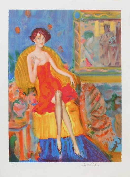 Janusz de Rola, Una serata a Parigi, litografia firmata, 1990