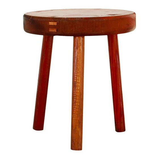 Image 1 of 2x fir wood stools in the style of the "Méribel" model by Charlotte Perriand, Italy, 1960s