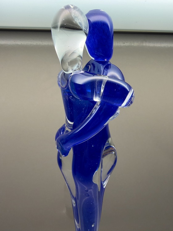 Grote Murano glazen sculptuur “Lovers / Amanti” – blauw & helder – 41,7 cm – Decoratieve objecten, Glass (photo 5 of 15)