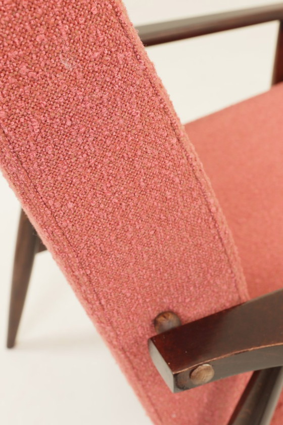 Image 1 of Mid century modern armchair rapshberry bouclé design by H.Lis 