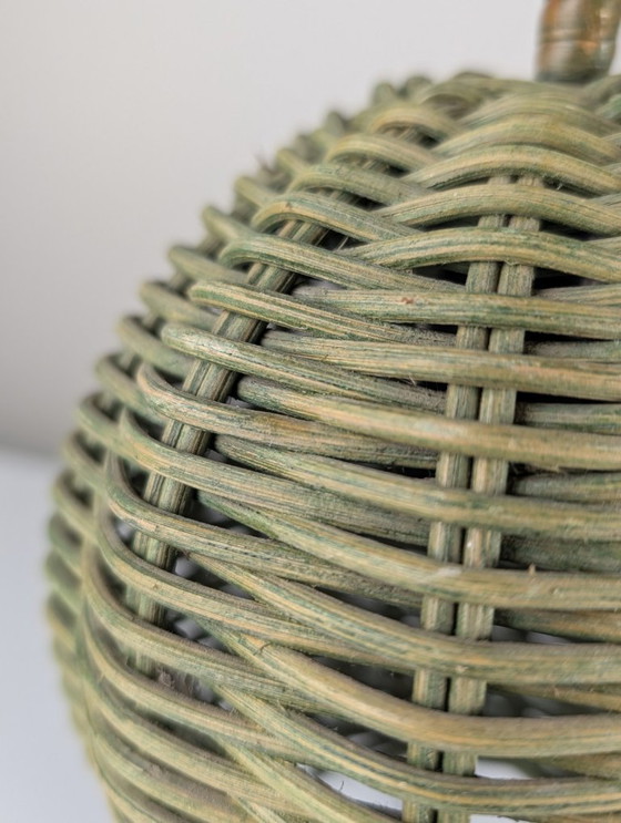 Image 1 of Lampade in rattan verde in stile moderno organico Mario Lopez Torres, anni '80