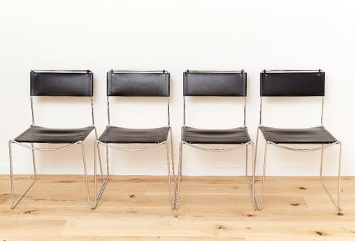 Chaises de salle à manger Giandomenico Belotti pour Alias ​​I, ensemble de 4 – eetkamerstoelen, Leather