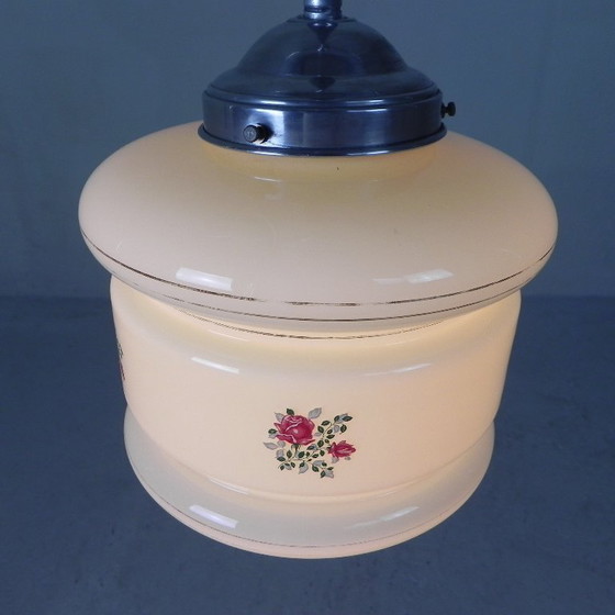 Image 1 of Art Deco pendant lamp with beige glass shade, 1930s