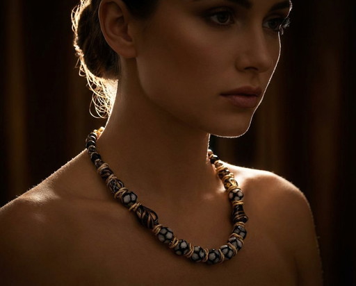 Murano glazen halsketting met 24-karaats bladgoud – Murrine – Aventurijn