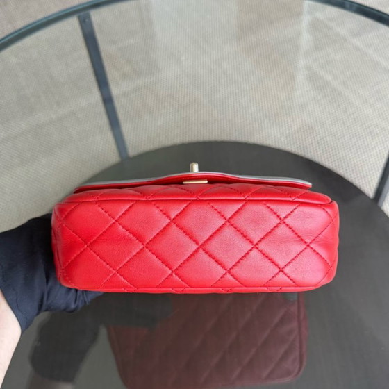 Image 1 of Chanel Seasonal Flap Two-Tone Quilted Lambskin Red Grey GHW No 23
