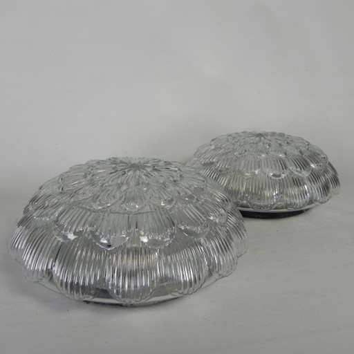 Set aus 2 Vintage Glas Deckenleuchten, 70er Jahre